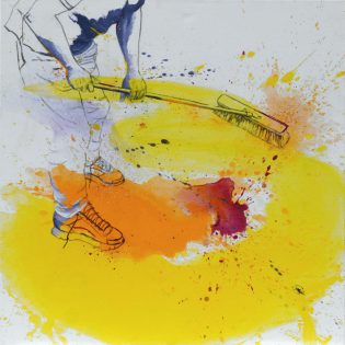 FRISCHE | FRESH – hier kommt Frische! FRESH |2024 | Acryl und Kohle auf Leinwand | 96 x 96 x 1,8 cm