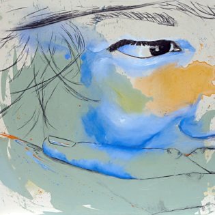 ZUFRIEDENHEIT I – ein Moment im Einklang mit sich selbst. ZUFRIEDENHEIT I | SATISFACTION I |2024 | Acryl, Kohle, Bleistift auf Leinwand | 100 x 110 x 1,8 cm