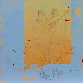 SOLID |2026 | Acryl, Kohle, Bleistift auf Leinwand| 100 x 100 x 1,8 cm